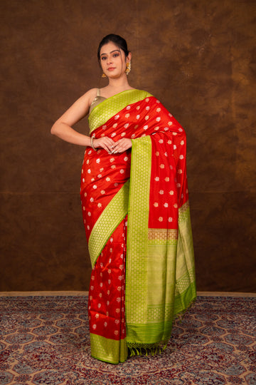 Pure Katan silk Kadhwa Jangla with Kadiyal Border Banarasi Saree