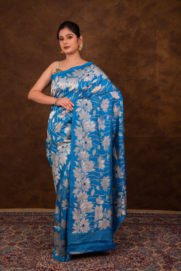 Pure Katan silk Kadhwa Jangla with Fusion border Banarasi Saree