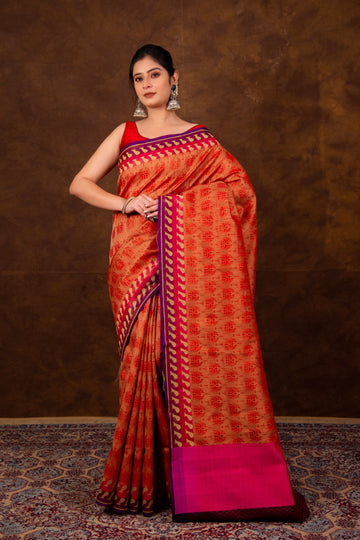 Pure Organza silk*Cotton Cutwork with contemporary Border Banarasi Saree