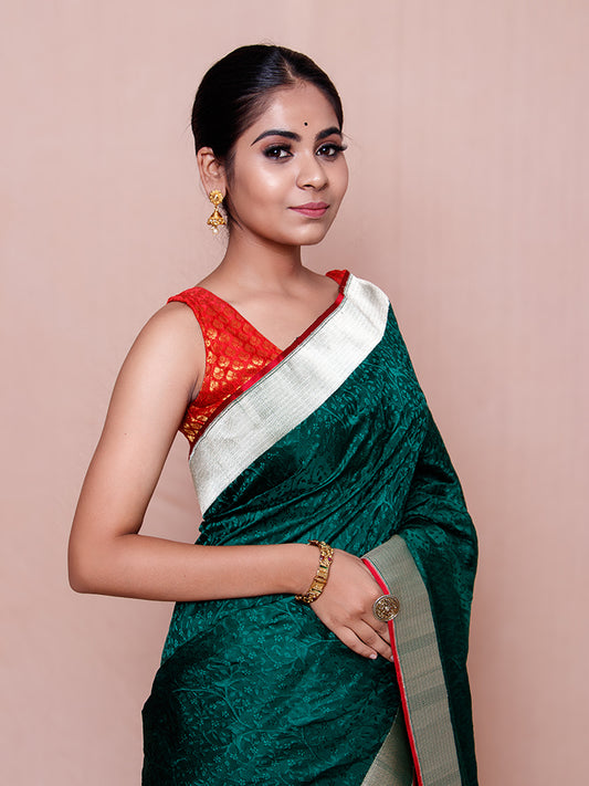 Satin Tanchoi - Emerald Green