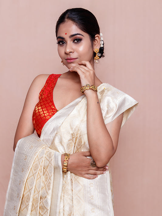 Diamond Kadhuwa butidaar Jangla  - OffWhite