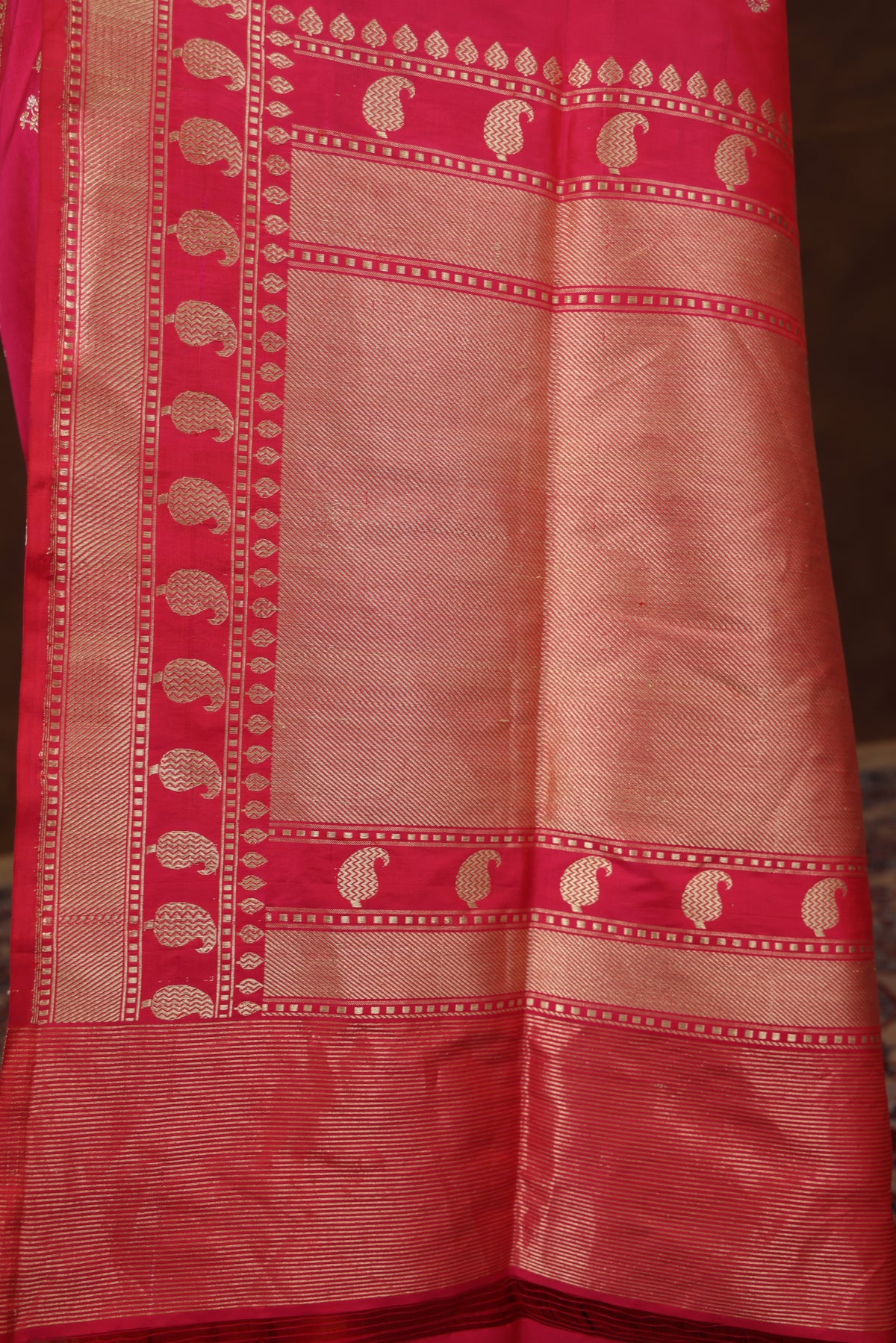 Pure Katan Silk Rani Pink Kadhwa Meenakari Banarasi Saree