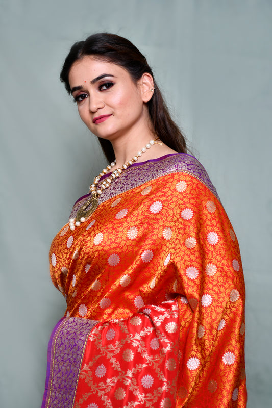 Pure Katan Silk Traditional Skirt Tanchoi bootidaar Kadhwa Saree