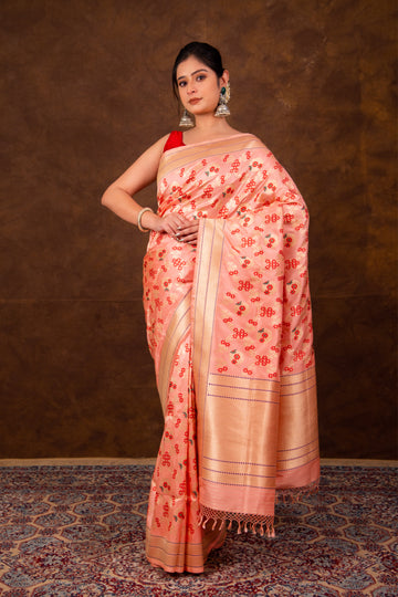 Pure Katan Silk Meenakari Jaal Jangla Kadhwa Banarasi Saree