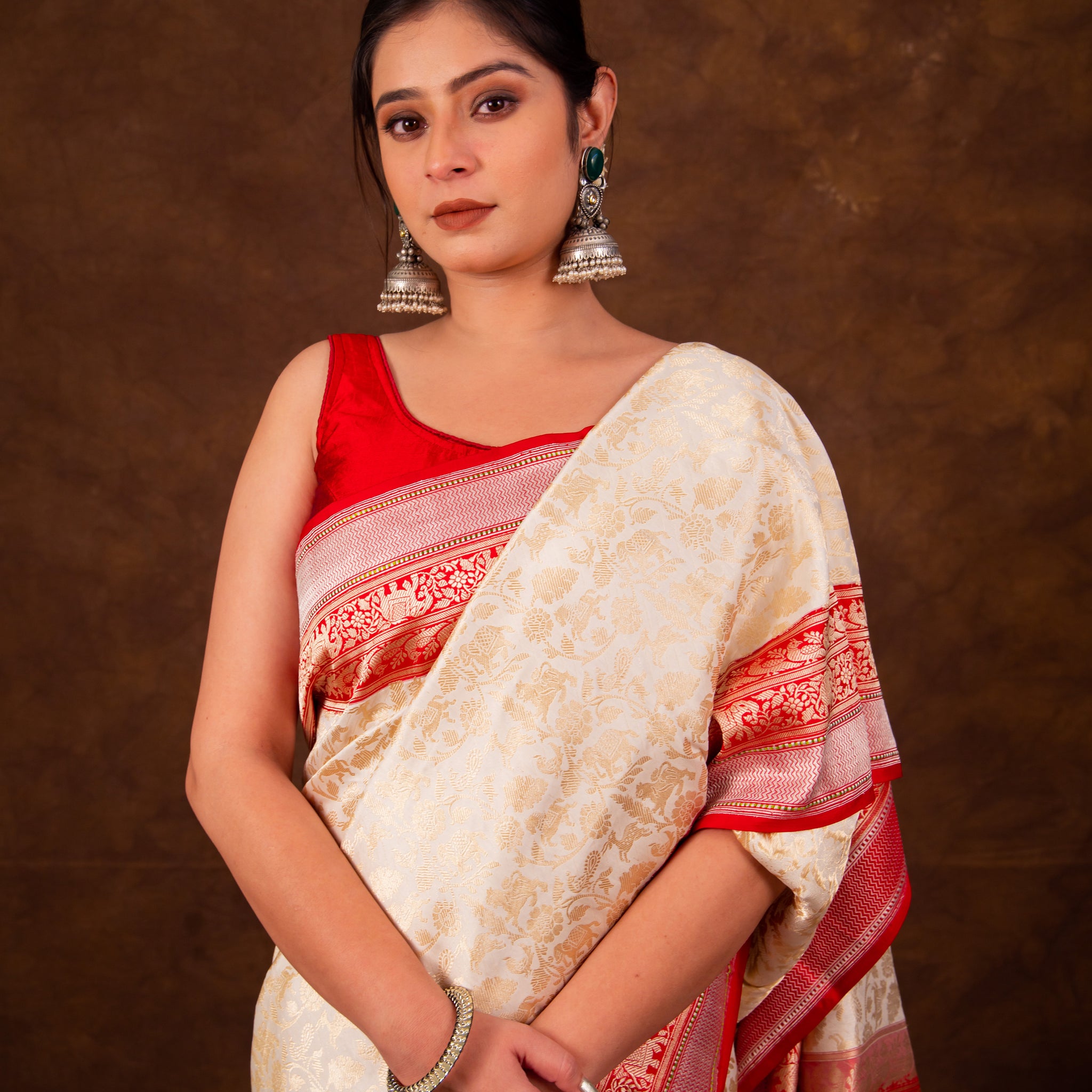 Pure Katan Silk Kim-Khwab(Brocade) Shikargaah Kadhwa Banarasi Saree