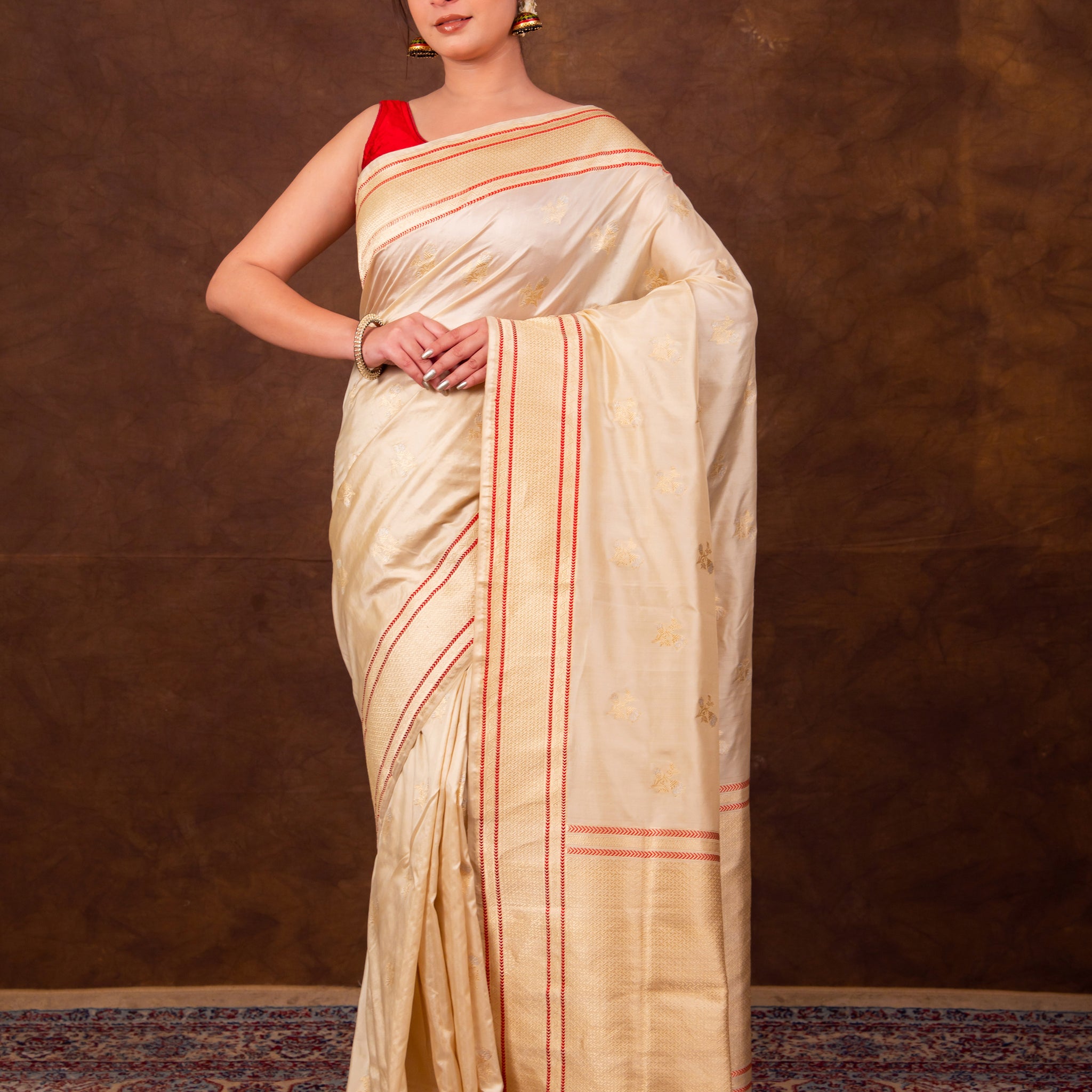 Pure Katan Silk  Bootidaar Kadhwa Meenakari Handwoven Banarasi Saree