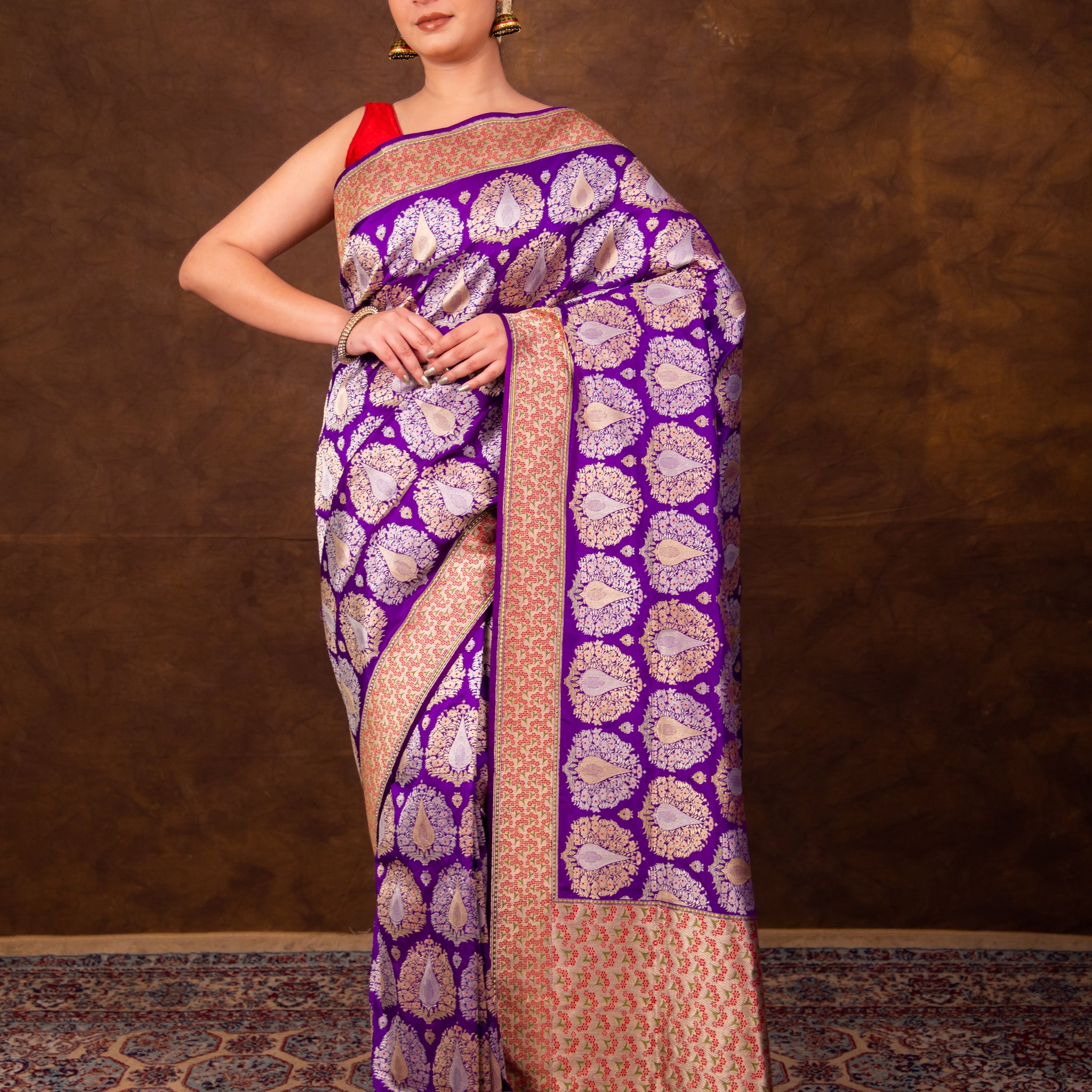 Pure Katan Silk Bootidaar Jangla Menakari handwoven  Banarasi saree