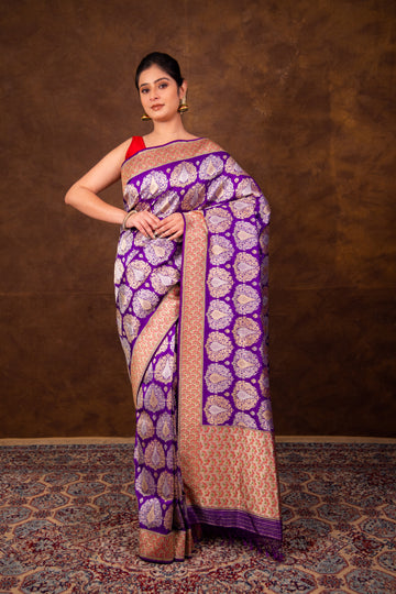 Pure Katan Silk Bootidaar Jangla Menakari handwoven  Banarasi saree